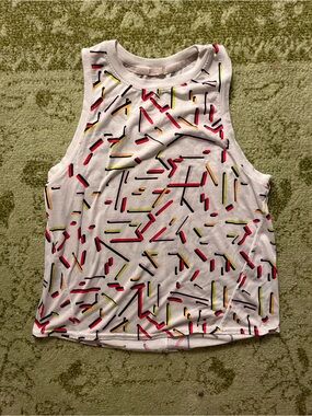 Brooks Running Crop Top Tank with Neon Confetti Print M